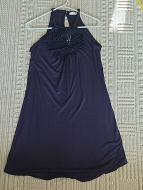 Navy Crochet Maxi Dress